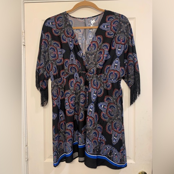 Wrangler Rock 47 Black Fringe XXL Mini Dress.       2343 - Picture 1 of 6